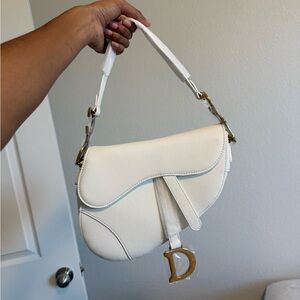 White Dior Saddle Bag
